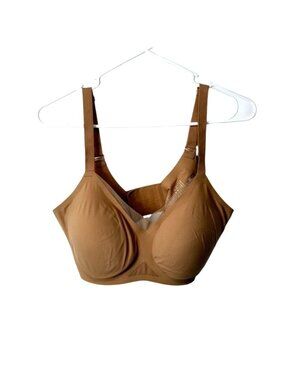 Honeylove Womens 34D/DD Crossover Bra Tan Wireless Mesh Support LWBR0304